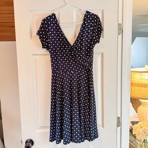 Kaileigh Navy and White Polka Dot Mini Dress